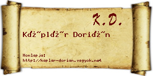 Káplár Dorián névjegykártya